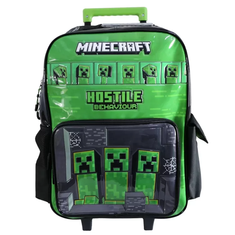 Mochila Escolar Cresko 2026 Minecraft 18" con Carro Art.MI219